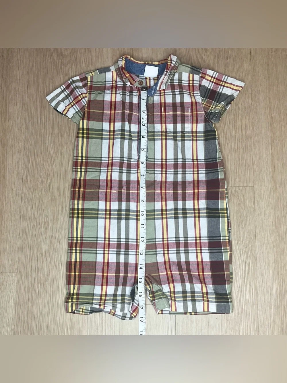 Gymboree Baby Plaid Button-Up Romper in Red, Yellow, Green